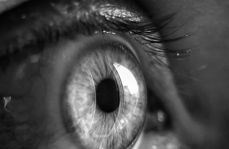 Image of a person's eye who has an intense personality