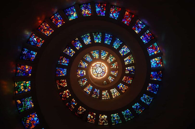 Image of a stain glass spiral representing spirituality