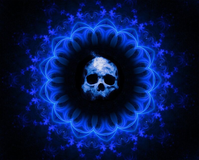 Image of a blue skull mandala symbolic of toxic core beliefs