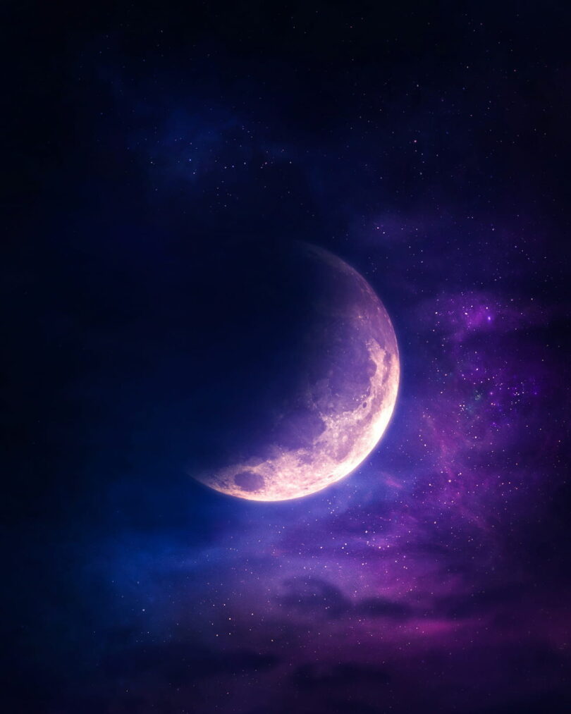 Image of a moon in the sky symbolic of the dawning spiritual journey