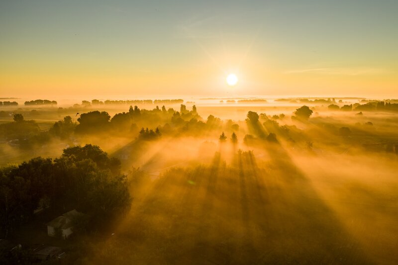 Image of a beautiful relaxing yellow sunrise