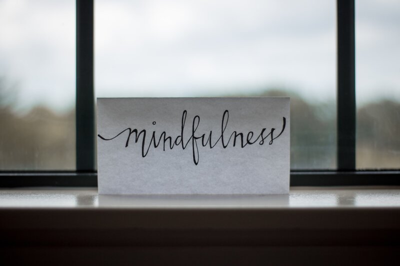 Image of a card that says mindfulness