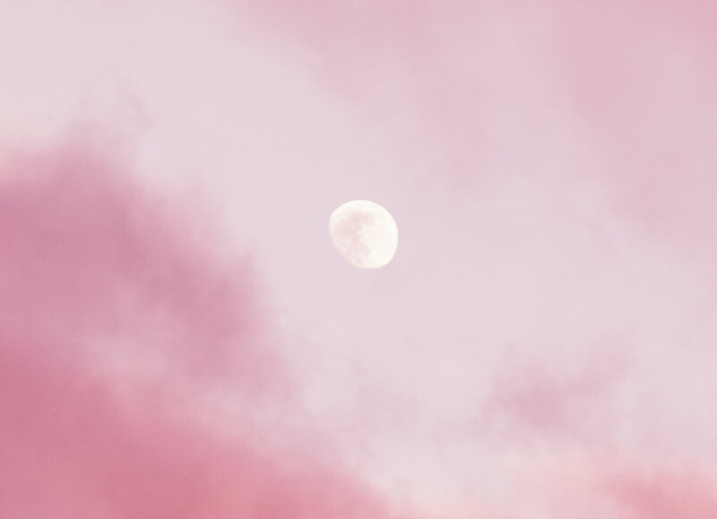 Image of a moon in a pink sky symbol of unconditional love