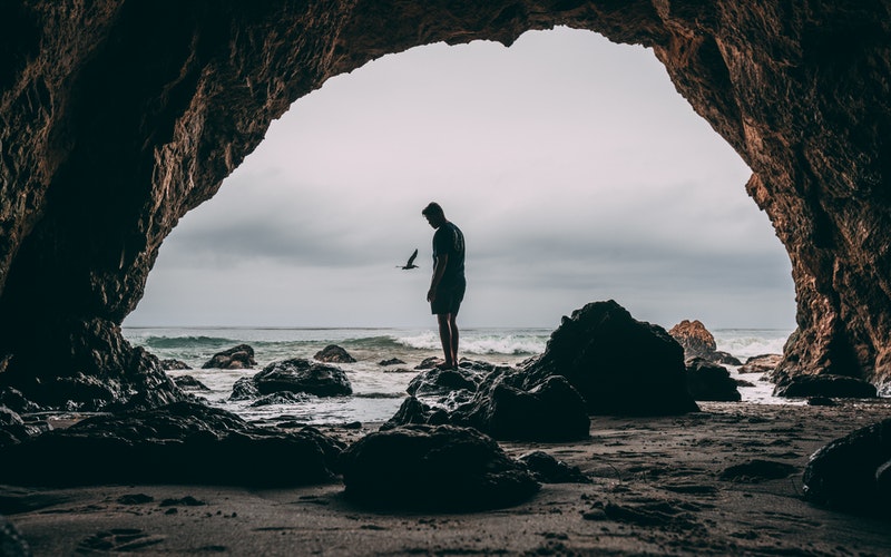 Image of a man in a cave