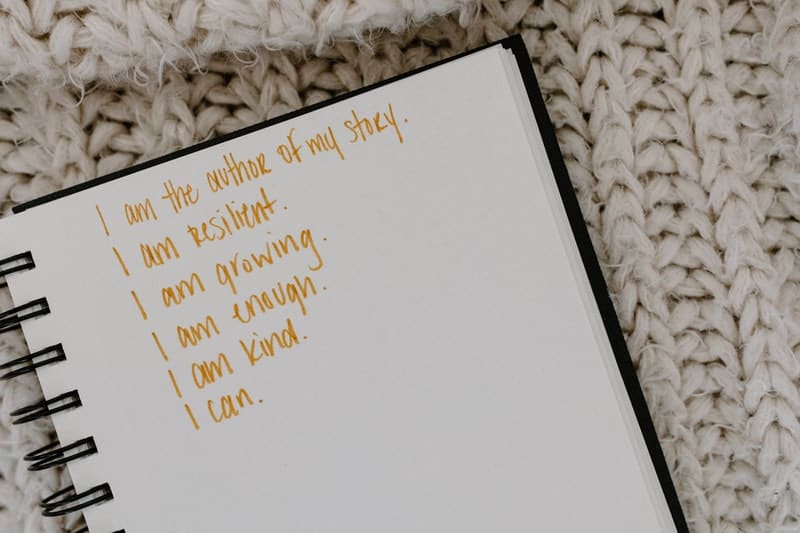 Image of a notebook with positive affirmations