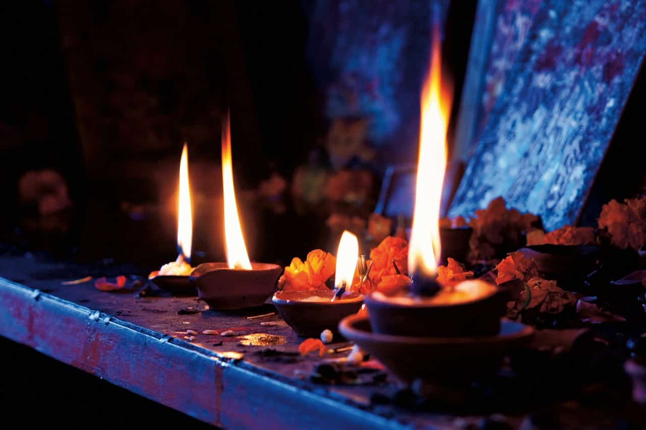 Candles on a meditation altar image