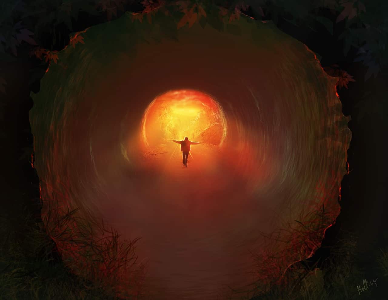 Image of a man walking through inner work tunnel