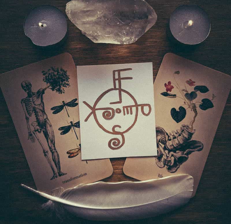 Image of a sigil on a spiritual altar