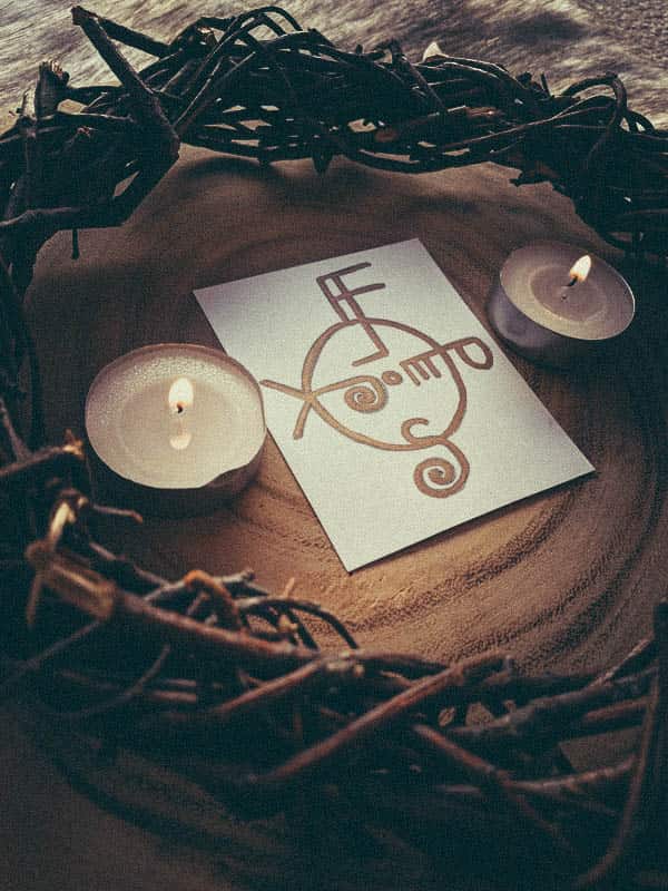 Image of a sigil and candles