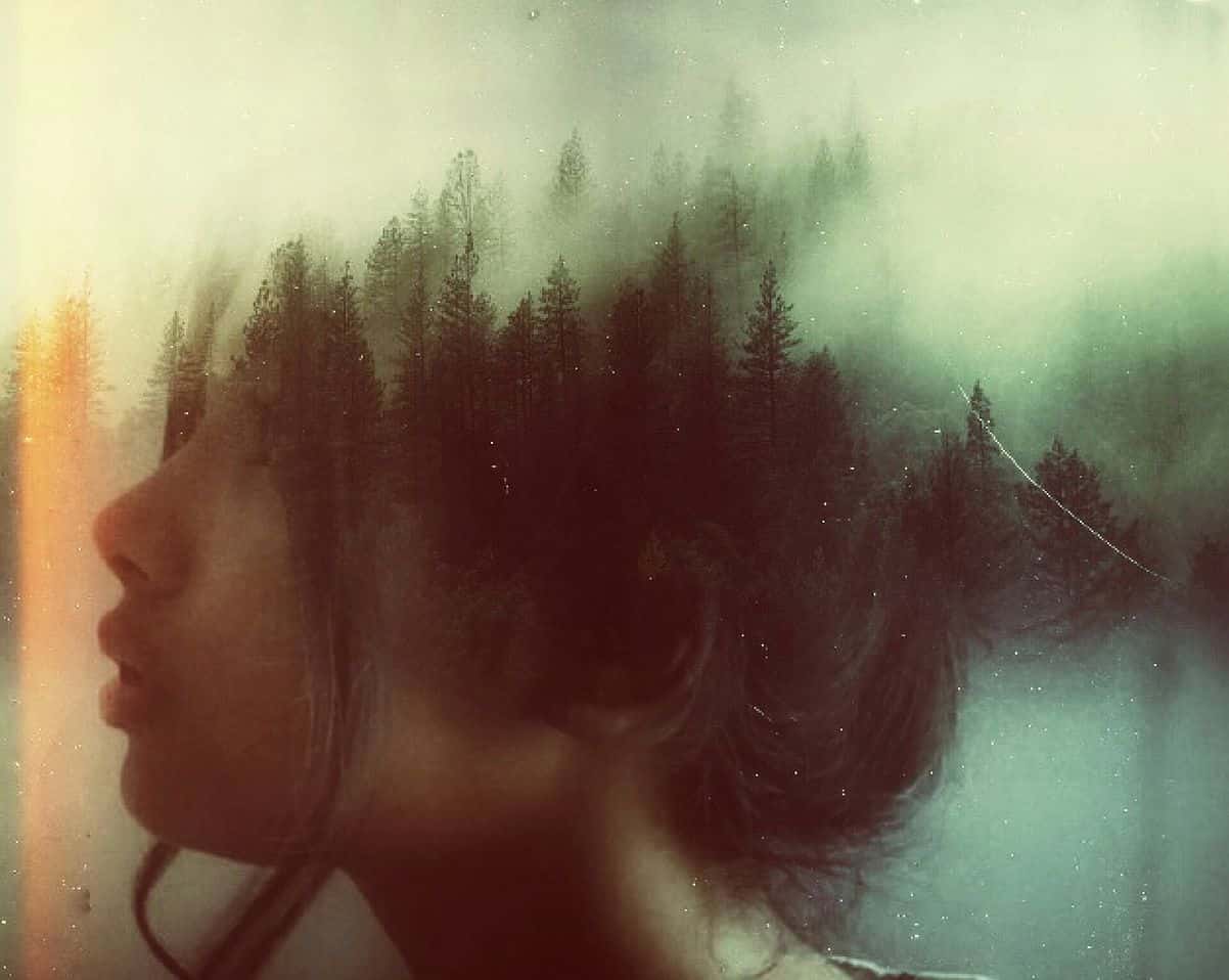 Image of a woman with a forest in her mind