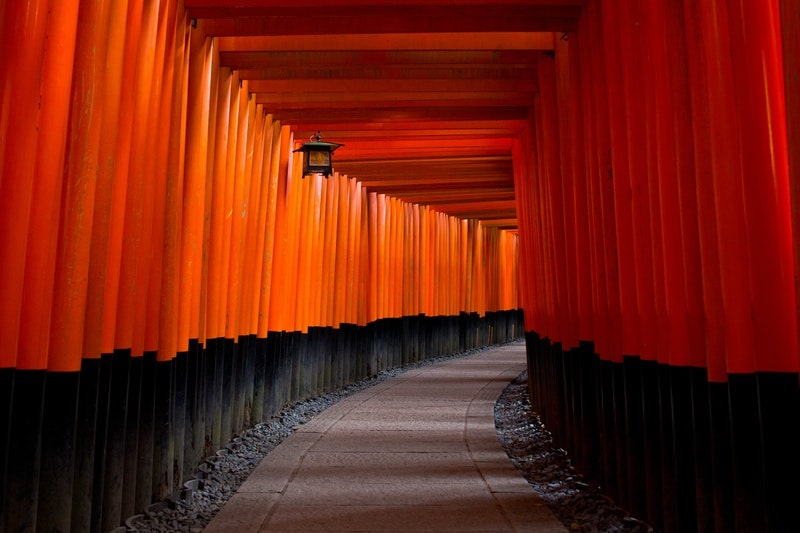 Image of beautiful red zen pathway