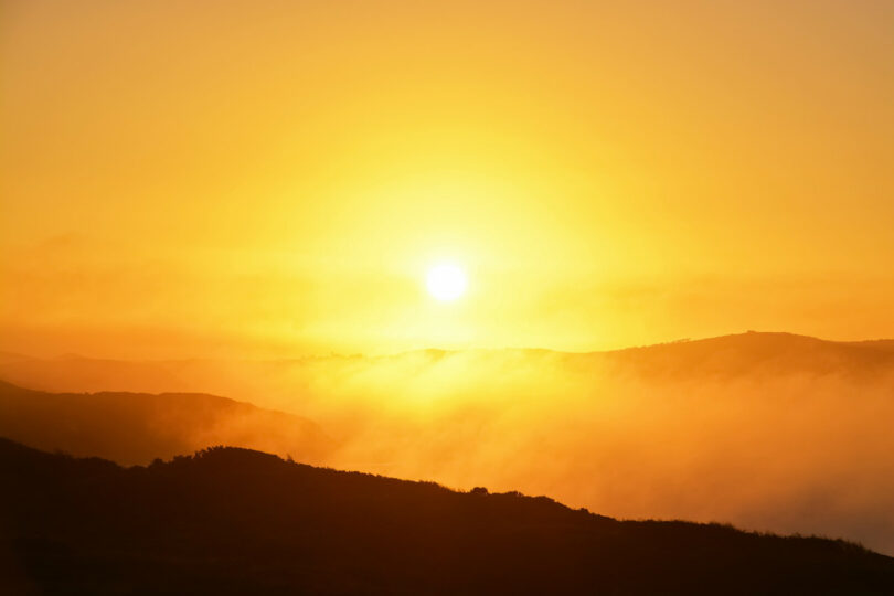 Image of a yellow sunset symbolic of being present