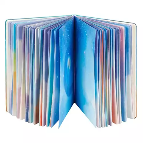 SIIXU Starry Sky Writing Journal for Women, Men, Unique Colorful Blank Notebook for Daily Notes, Gratitude, Dreams or Planning, 7.5” x 10.2", 160 Pages, 2 Bookmarks, Large, Hardcover, Unlined