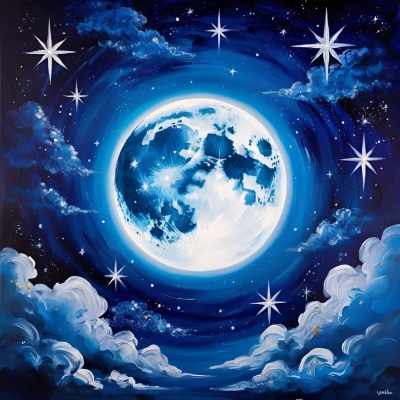 Image of a mystical moon in the night sky