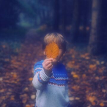 Image of a child holding up a leaf symbolic of reparenting inner child work