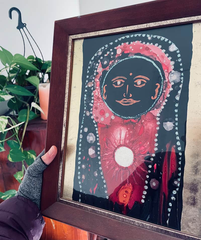 Image of a painting of the Nigredo, Albedo and Rubedo spiritual alchemy process