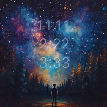 A person looking up at a night sky full of numbers symbolising seeing repeated numbers on the soul's path